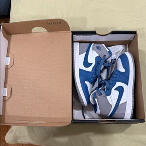 Jordan Kids Blue and White High-Top Sneakers